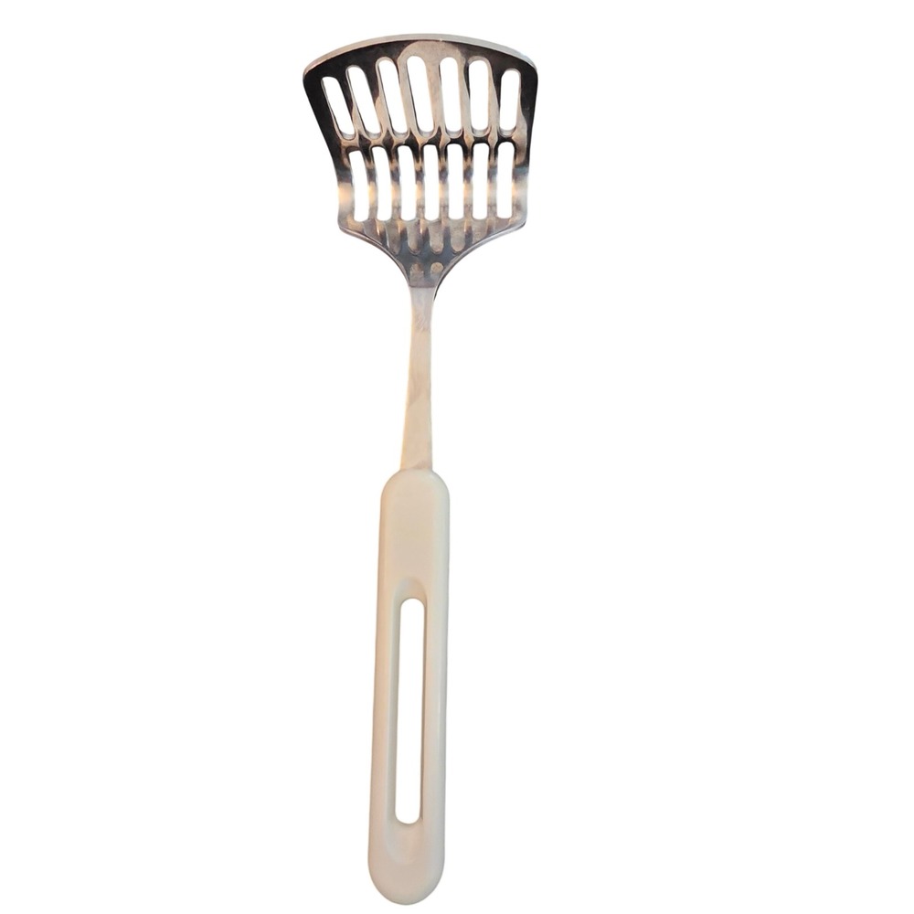 Prestige Stainless Steel Potato Masher White Handle Slotted INOX Rustfree Silver